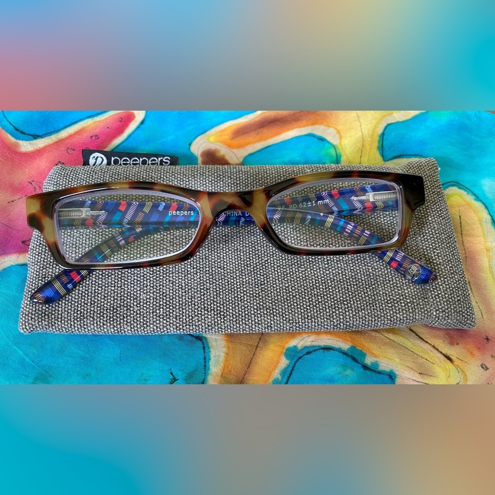 Peepers Reading Glasses Copenhagen Tortoise Folk Stripe 2.25 Blue Light Readers